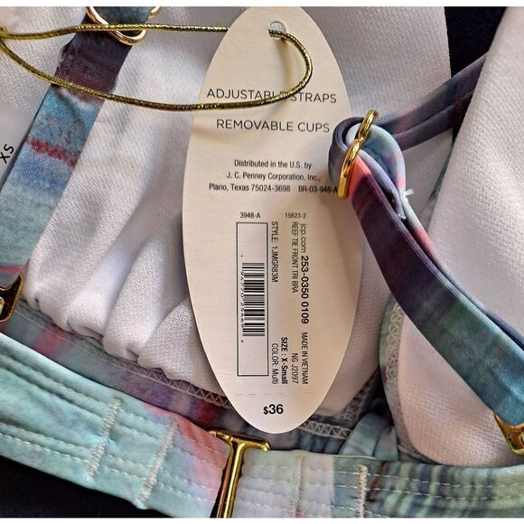 mynah Reef Tie Front Triangle Bra Bikini Top Multi Colored XSmall - Picture 4 of 4